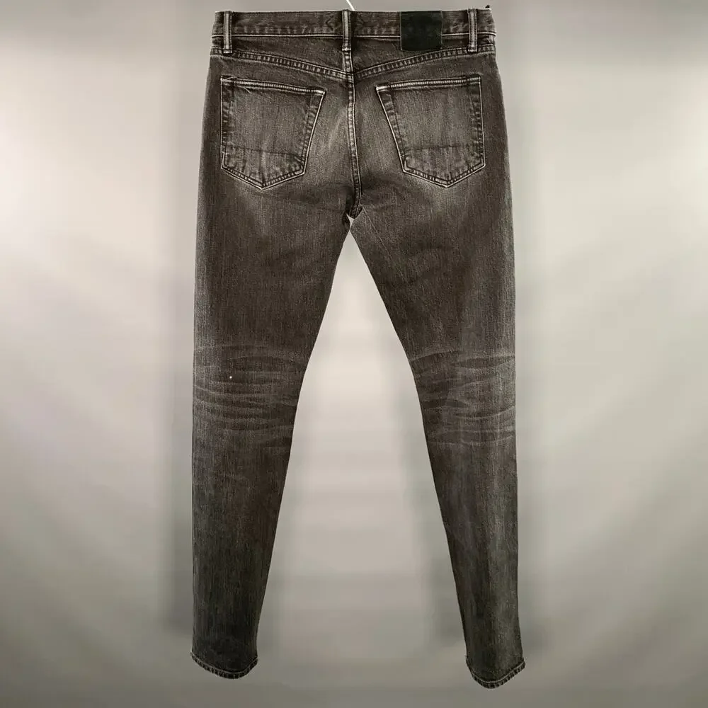 TOM FORD Size 32 Black Wash Selvedge Denim Button Fly Jeans